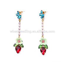 refined elegant bright ruby jewelry long chain earrings